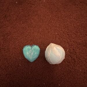 Blue Heart and White Round Bath Bombs
